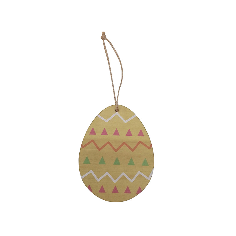 Cruz-frontera popular colgante de huevo de madera uv impresión decoración de pascua oval artesanía de madera huevo de colores chip de madera