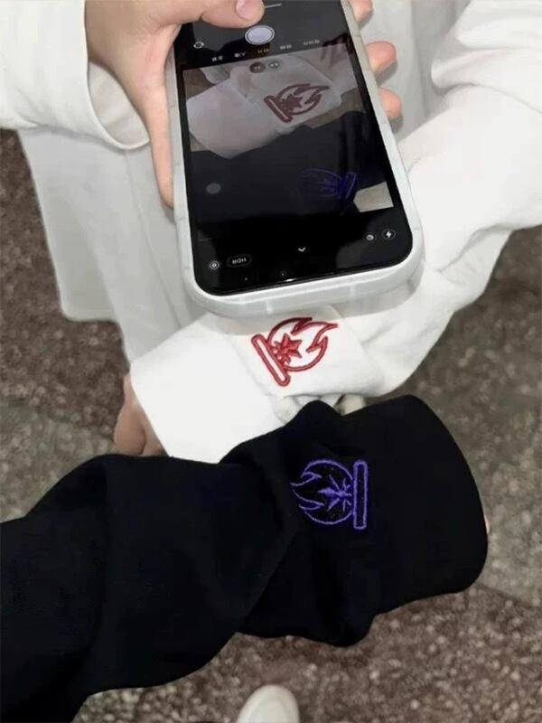 小火苗刺绣卫衣男女款秋季潮牌美式高街长袖t恤内搭打底衫|undefined