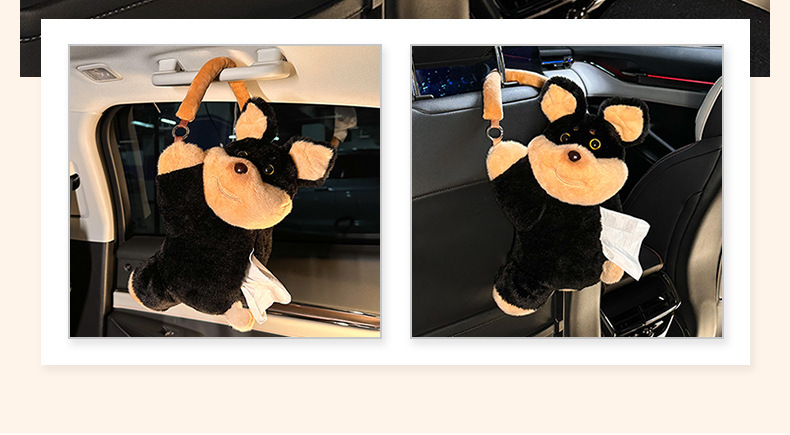 New car tissue box plush puppy car tissue dispenser cartoon cute bee dog car hanging tissue bag