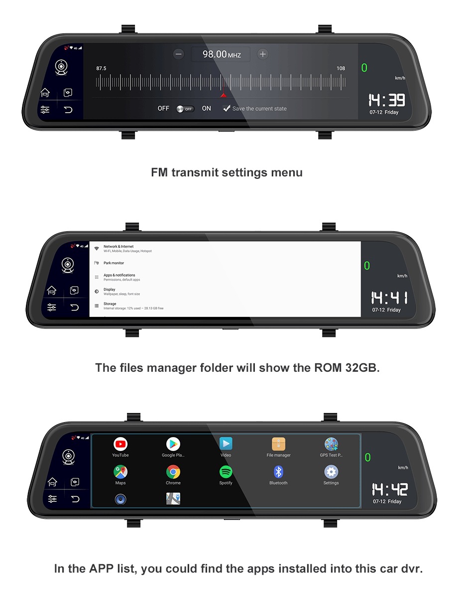 Cross-Border 9.66 10-Inch 4g Full-Screen Streaming Rearview Mirror Hd Night Vision 1080P Dual-Lens Driving Recorder