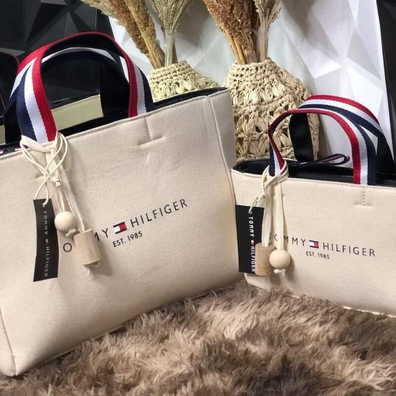 Canada Tommy Hilfiger portable shopping bag retro fashion canvas vintage women's tote bag