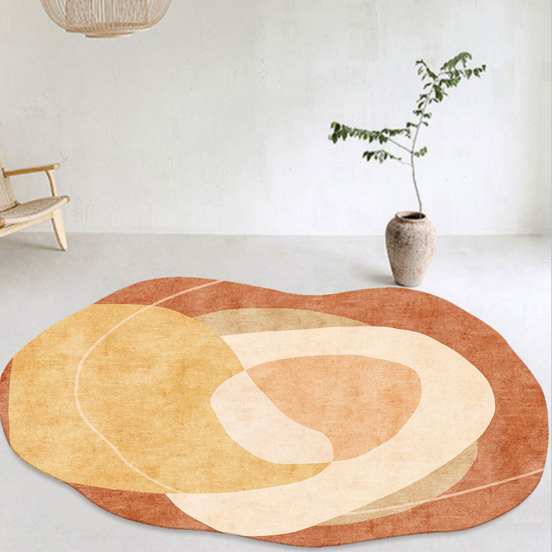 Ins-style irregular wave-shaped faux cashmere rug, simple and dirt-resistant, suitable for living room, sofa, coffee table, bedroom, and bedside decoration