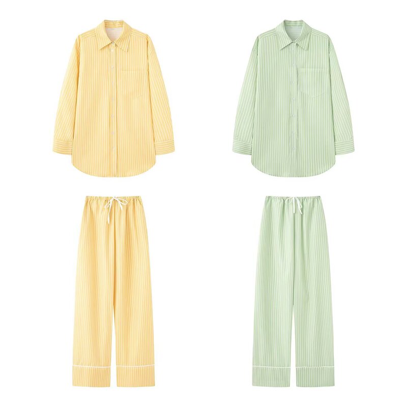 European and American Style Amazon Aliexpress Popular Fashion Trendy Versatile Casual Striped Long-Sleeve Long Pants Set European and American Style Amazon Aliexpress Popular Fashion Trendy Versatile Casual Striped Long-Sleeve Long Pants Set