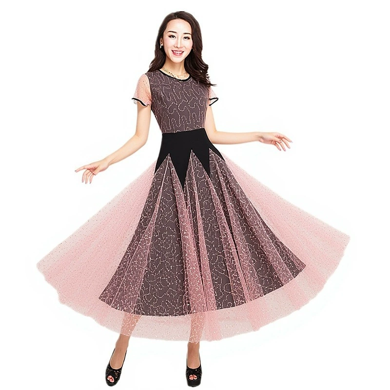 Юбка для современного танца, юбка для бальных танцев, юбка для вальса, танцевальная юбка средней длины