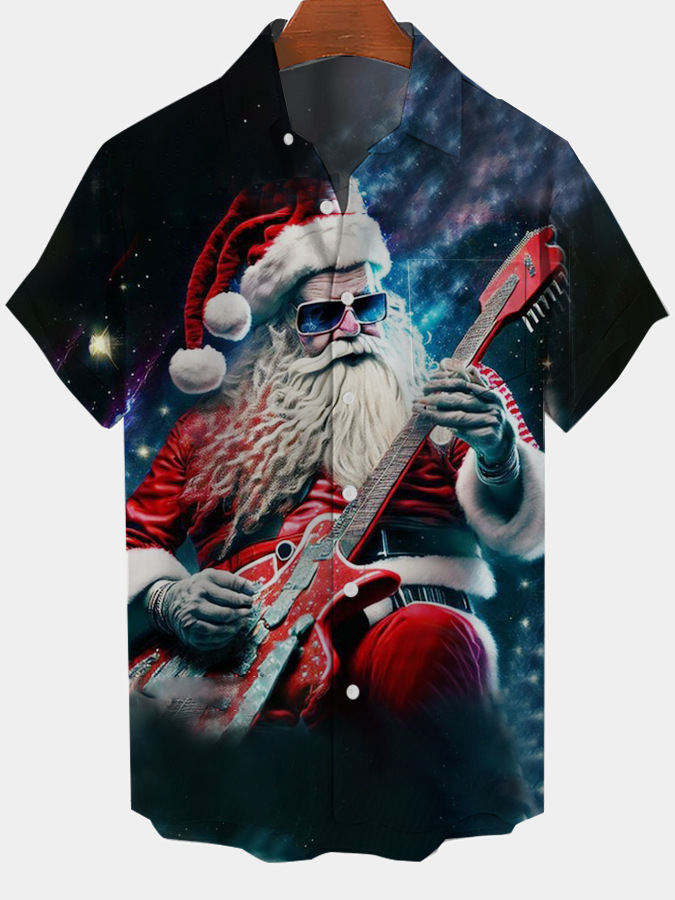 2025 nuevo estilo comercio exterior transfronterizo elemento creativo camisa 3D impresión digital tendencia suelta camisa de manga corta top de hombre