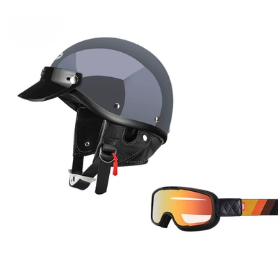 Motosiklet dəbilqələri | Summer 3C Scoop Helmet - xs-cement-gray-black-frame-color-goggles-free-shipping-by-sf-express