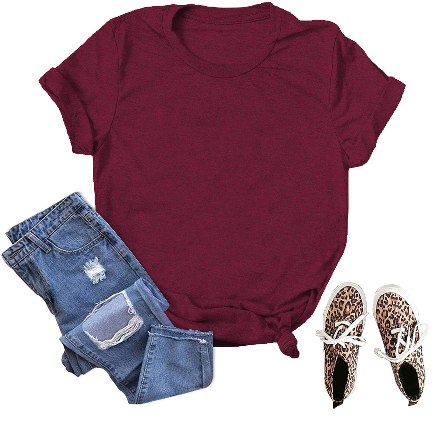 En stock Comercio exterior al por mayor transfronterizo de color sólido en blanco suelta más tamaño manga corta Camiseta hombres y mujeres mismo deseo de Amazon image 17