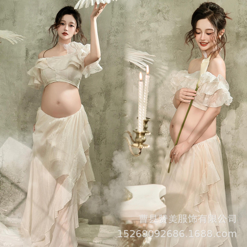 Photo Studio New Pregnant Women's Immortal Qi Mori Greek Goddess Big Belly Pregnant Mummy Indoor Photo Photography at Home Clothing