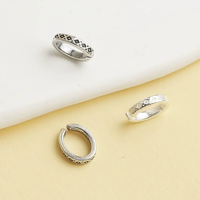 Pure Silver S925 Vintage Thai Silver Open Ring Spacer Beads DIY Handmade Beaded Bracelet Necklace Accessories Connector Materials