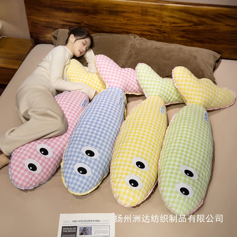 Almohada Larga de Peluche de Algodón y Algodón PP, Decorativa, para Cama y Hogar