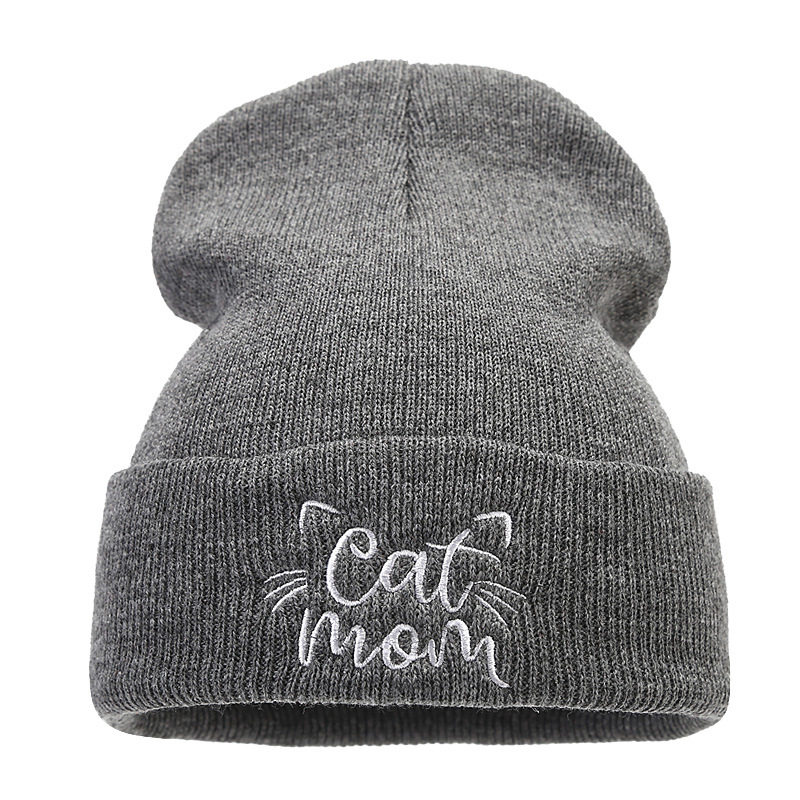 Nuevo lindo gato mamá bordado simple pila sombrero femenino Otoño e Invierno moda cálido sombrero de lana joven madre sombrero image 7
