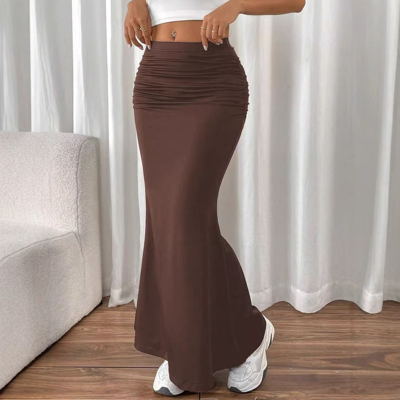 2025 New Cross-border Spring and Summer Amazon European and American Explosions Sexy All-match Slim-fit Pleated Knit Fishtail Skirt 2025 New Cross-border Spring and Summer Amazon European and American Explosions Sexy All-match Slim-fit Pleated Knit Fishtail Skirt