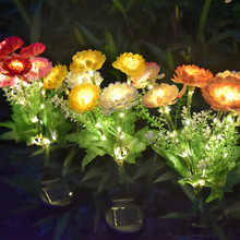 跨境热卖太阳能7头雪莲花灯户外庭院装饰草坪地插灯灯天黑自动亮