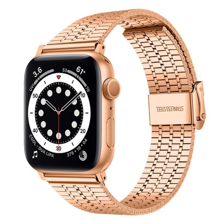Aplicable para Apple Watch 38 - 49mm siete perlas de hebilla correa de acero inoxidable metal finamente trenzado enlaces de cadena