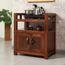 实木餐边柜新中式茶边柜茶水柜子角几储物柜茶具收纳置物架可移动