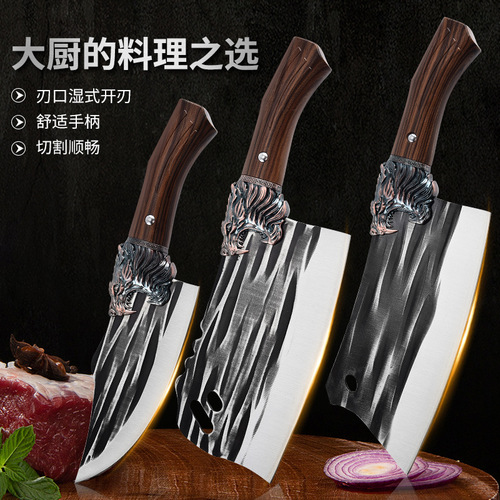Hand-forged Run Jiang Dragon Head Kitchen Knife, Home Use, Dual-purpose Cuts Vegetables, Meats, and Bones, Yangjiang Knife