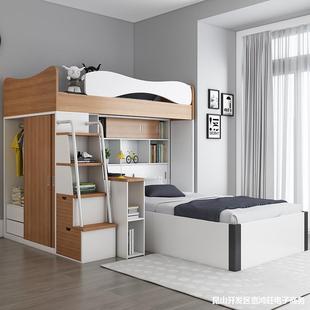 上床下桌家用大人小户型交错式上下床双层床书桌一体多功能组合床-阿里巴巴