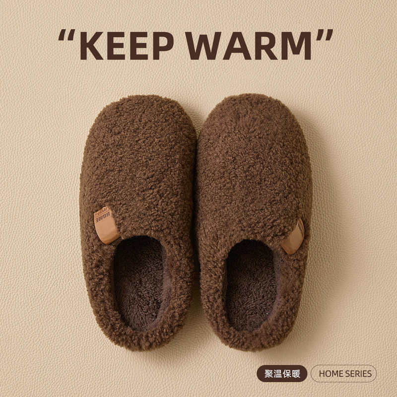 Lidani Cotton Slippers for Men 2026 Model Winter Indoor Home Non-Slip Thick-Soled Warm High-End Fur Slippers for Women
