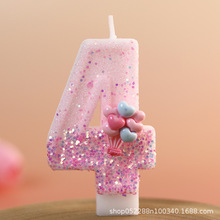 创意手工数字蜡烛0-9生日派对蛋糕装饰亮片气球配件装饰跨境热卖