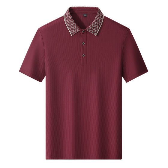 Men's Short-sleeved T-shirt 2025 Summer New Ice Silk T-shirt Casual Lel Polo Shirt Men's Middle-aged and Elderly Wear
