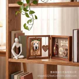 跨境木质宠物相框可折叠宠物项圈玩具收纳盒纪念相框宠物成长相框