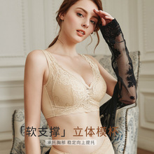 蕾丝固定杯女士内衣舒适透气无痕上托无钢圈调整型文胸罩聚拢无痕