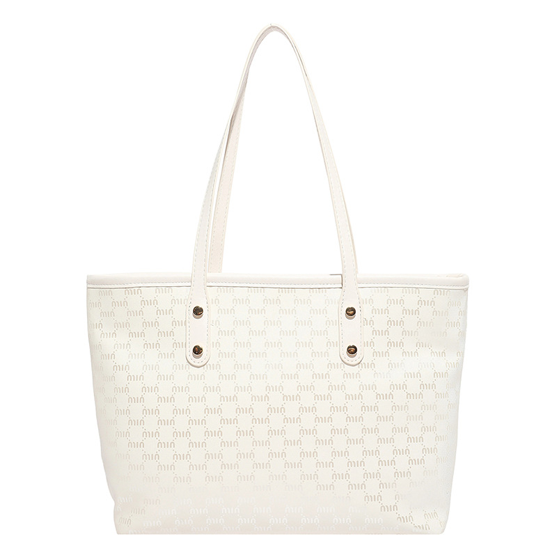 Moda transfronteriza letras reticulares portátiles bolsas de mano simples bolsas de mujer 2025 nuevo hombro de gran capacidad bolsas de brazo de marea