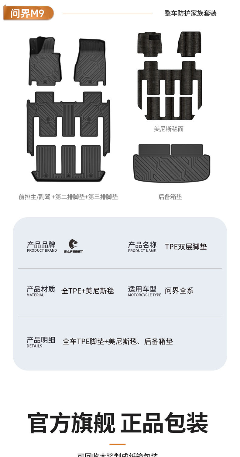 Suitable for Aito M5 M6 M7 M8 M9 Special Vehicles, All-Weather Tpe Car Floor Mats and Vehicle Accessories