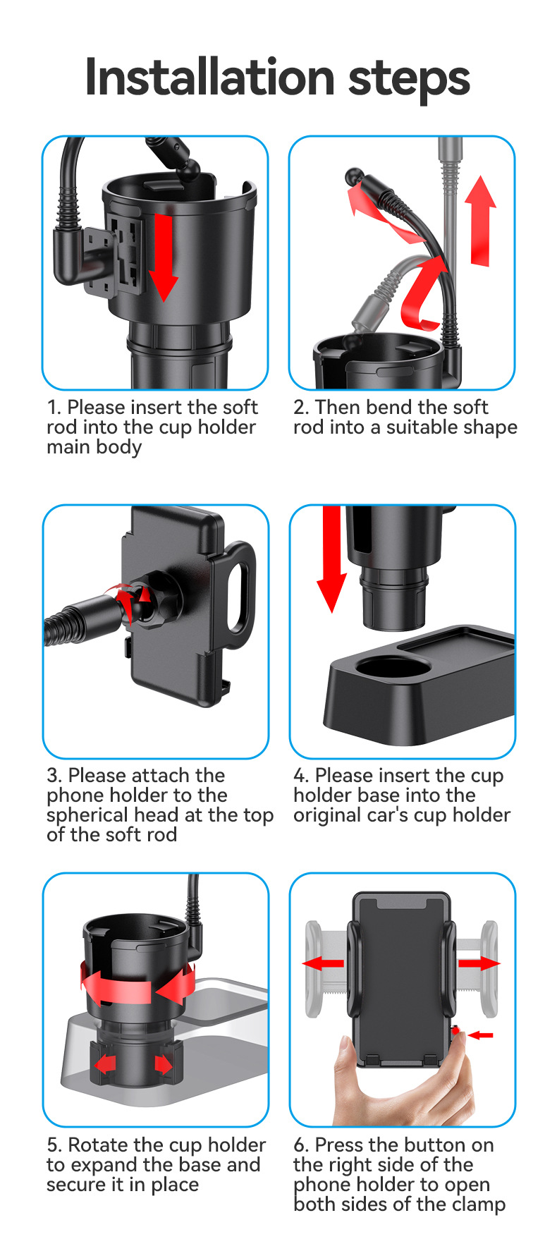 舜威杯架车载手机支架二合一车用多功能饮料架汽车大号杯架扩展器详情13