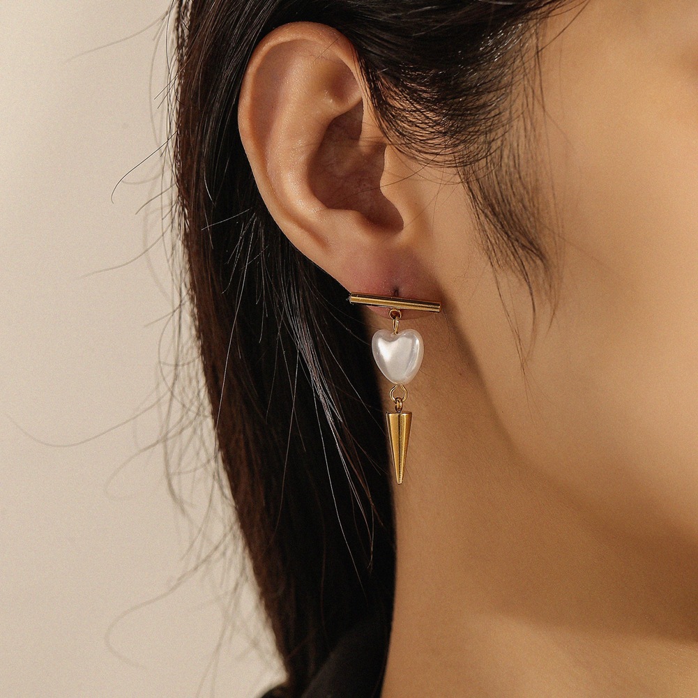 Creative earrings stainless steel pearl