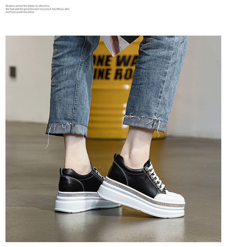 Genuine Leather White Women, Slip-On, 2025 Autumn New Thick-Soled Casual Shoes, Lightweight, Height-Increasing Sneakers_vogvips.com