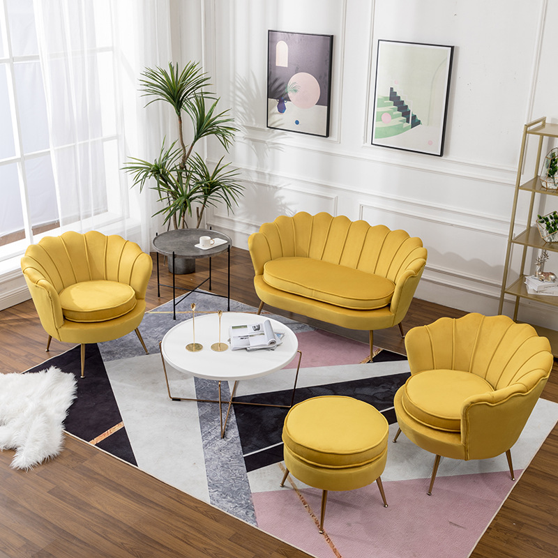 出租屋单人懒人沙发北欧风服装店会客休闲双人三人沙发布艺沙发|ms