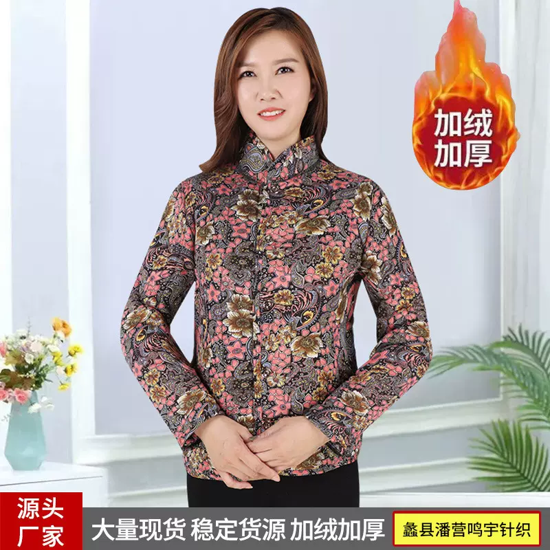 妈妈装棉服2025新款洋气中老年女装中老年碎花棉衣加绒加厚棉袄