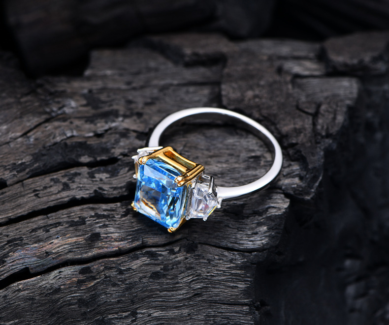 Fashion Geometric Sterling Silver Inlay Zircon Rings 1 Piece