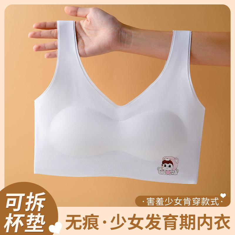 Girls' Bra Wholesale Seamless Underwear Girls' Developmental Small Vest Junior High School Students Wrap Chest Girls' Tube Top Girls' Bra Wholesale Seamless Underwear Girls' Developmental Small Vest Junior High School Students Wrap Chest Girls' Tube Top