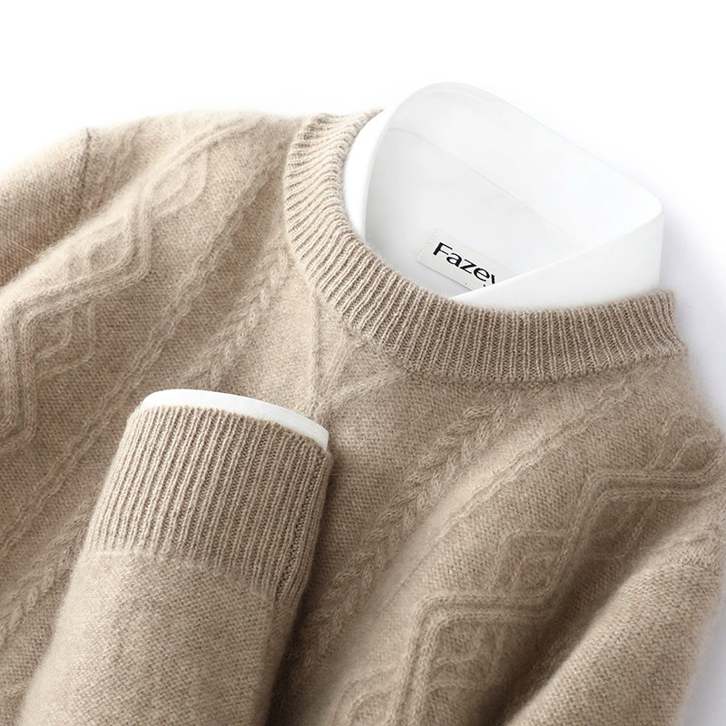 Осенне-Зимний новый кашемировый свитер, мужской однотонный утолщенный свитер с круглым вырезом, Свободный Повседневный деловой внутренний вязаный кардиган