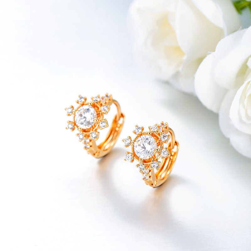 Aretes de Hebilla de Copo de Nieve de Aleación con Baño de Oro de 18K para Mujer image 7