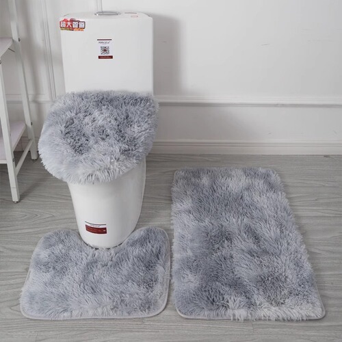 Long-haired tie-dye toilet set for home use, anti-slip bathroom mat, water-absorbent and stain-resistant bathroom mat