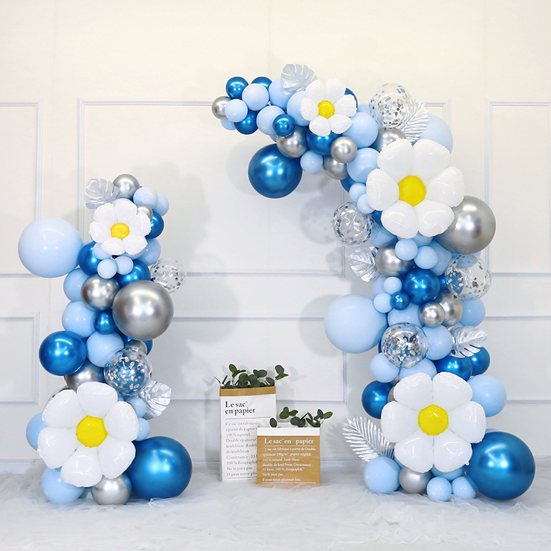 Anniversary Opening ceremony atmosphere decorations blue balloon arch scene atmosphere doorway layout