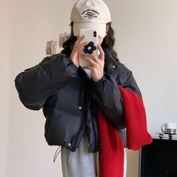 韩国东大门原版羽绒服女2025新款立领小个子面包服短款白鸭绒外套