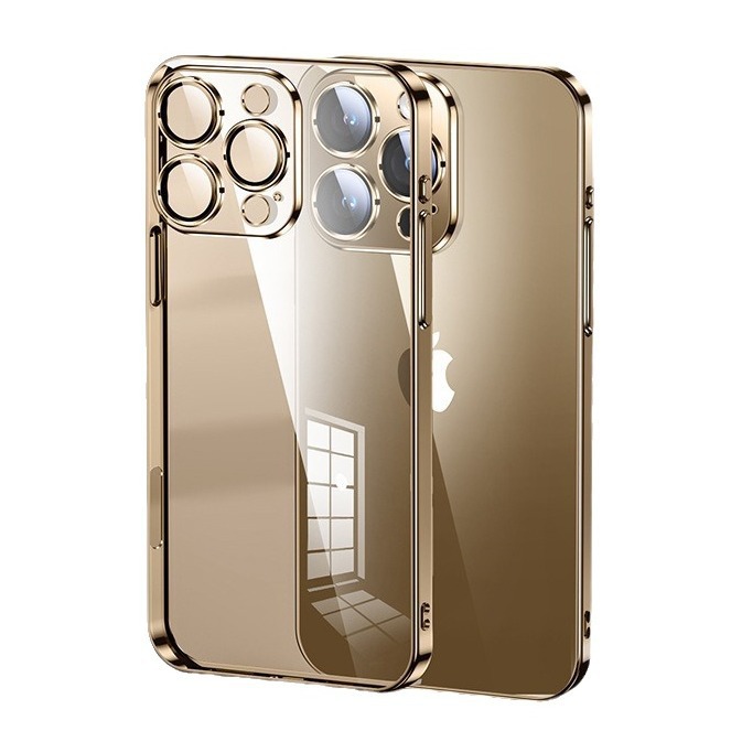 Funda Protectora para iPhone 17 Pro Max con Lente Electrochapada, Transparente, Suave, Anti-Huellas, Compatible con Apple 15