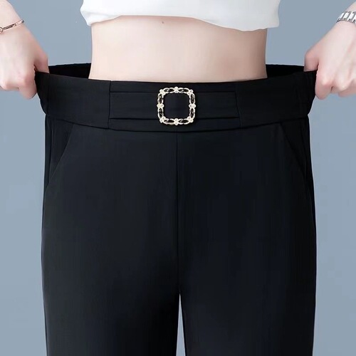 Hanging slightly wide-leg pants for women's summer new style for mom's loose slimming casual straight waist meat-covering Western-style all-matching pants