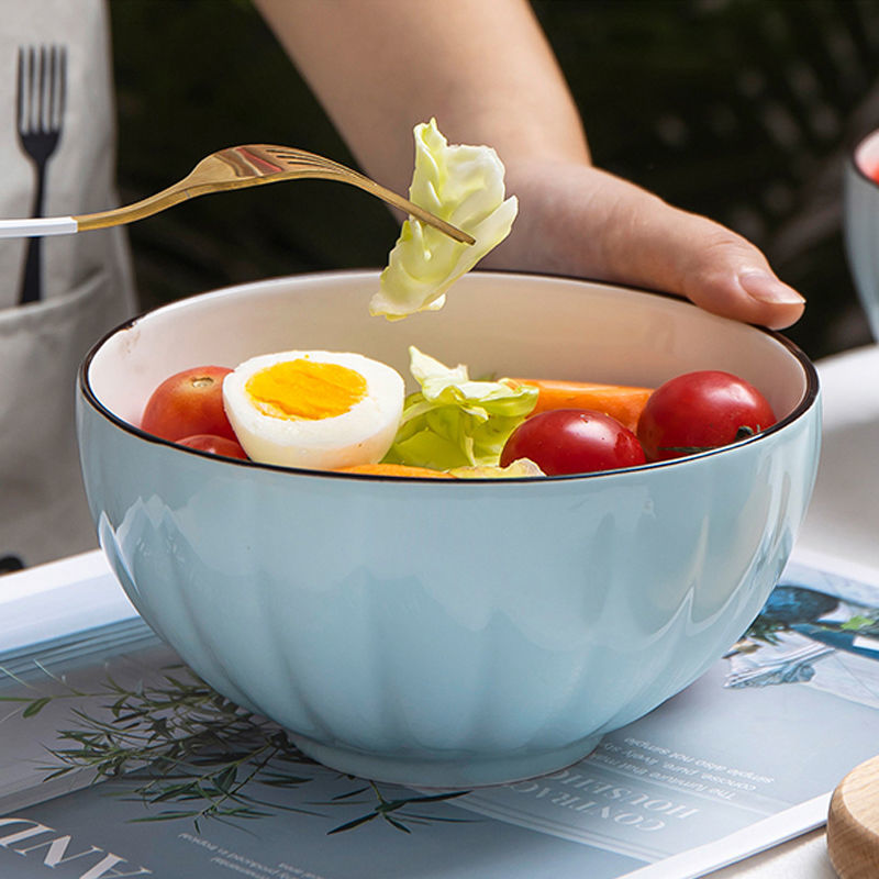 Ceramic Bowl Large 6 Noodle Bowl Household 6-inch Noodle Bowl Soup Bowl Large Rice Bowl Noodle Tableware Set Wholesale