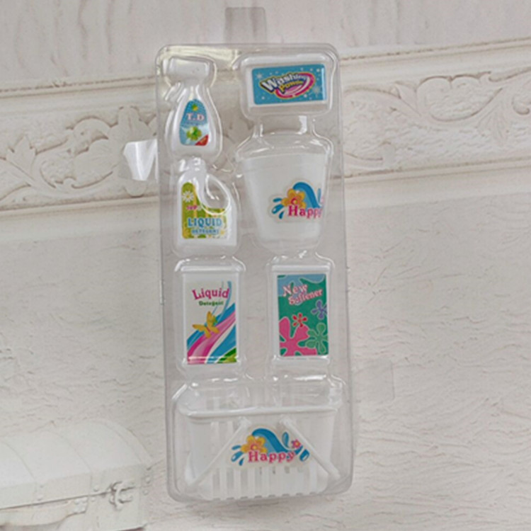 Muñeca de juguete accesorios muñeca sanitaria limpieza del hogar 7 piezas conjunto con envases blister, botín marco cubo limpiador