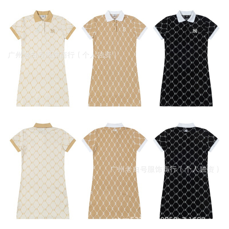 Foreign Trade Cross-Border 25Ss Korean Trendy Brand New Mlb Presbyopic Full-Print Retro Simple Versatile Lapel Dress for Women Foreign Trade Cross-Border 25Ss Korean Trendy Brand New Mlb Presbyopic Full-Print Retro Simple Versatile Lapel Dress for Women