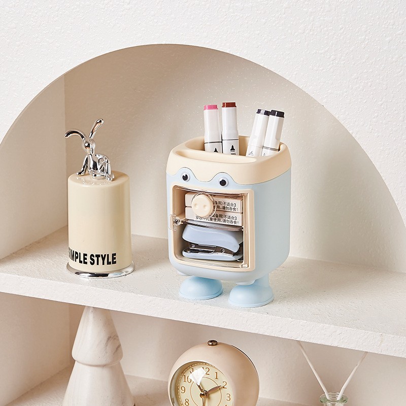 Escritorio giratorio maquillaje cepillo tubo de almacenamiento caja de almacenamiento de cosméticos estante de almacenamiento encimera tocador lápiz labial sombra de ojos titular de la pluma