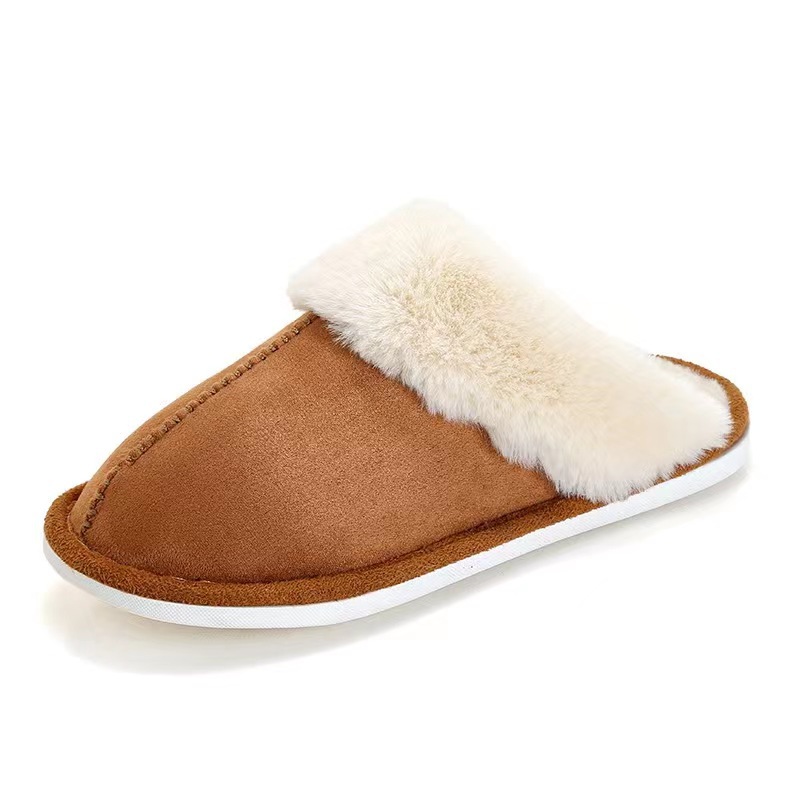 Invierno nuevo cómodo hogar zapatos pareja felpa escote interior bolsa caliente antideslizante soporte invierno zapatos de algodón entrega de una sola pieza
