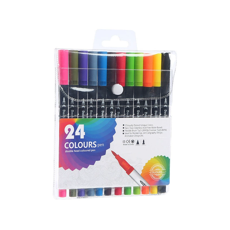 Watercolour Art Marker Set (Qidian) Double-Ended Brush & Crayon Liner, Washable, 12–120 colors
