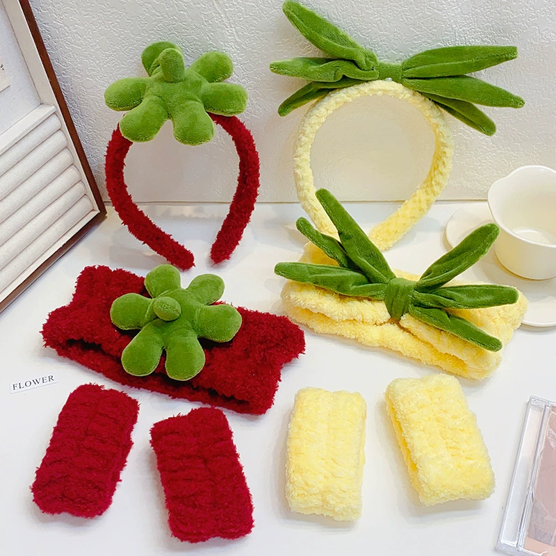 Осенне-зимняя Милая повязка для волос с ананасом и клубникой, забавная повязка для волос, влагостойкий рукав, водонепроницаемая повязка на запястье, аксессуары для волос