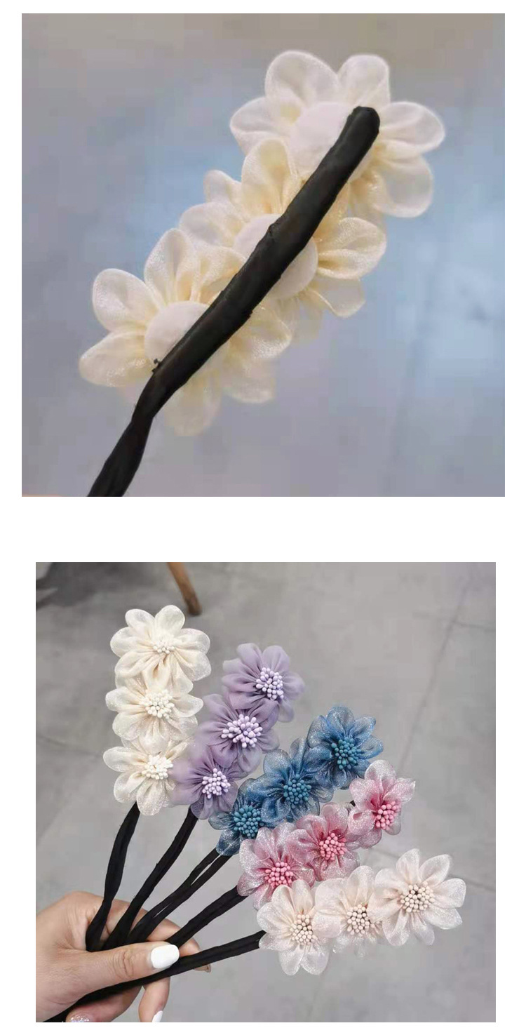 Korean Blue Flower Cloth Hair Rope Wholesale display picture 4